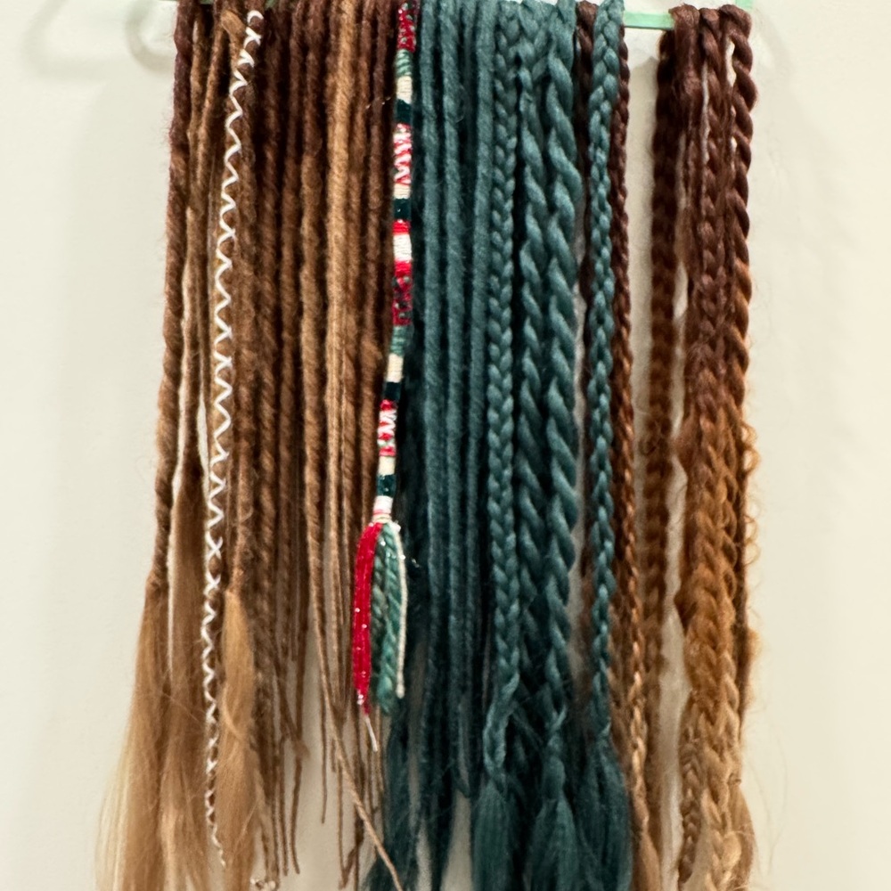 Textured Braided Hair Extension Set in Brown and Teal